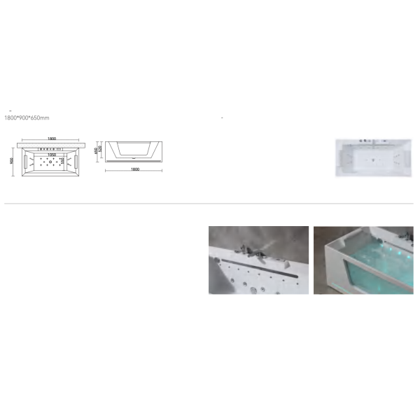 dessin dimension de la baignoire balnéo aquarelax