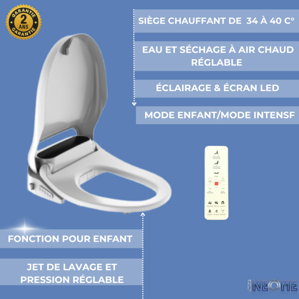 abattant japonais aquasens avec fonctionnalités et télécommande