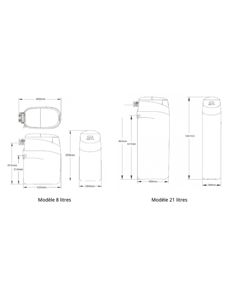 croquis dimensions adoucisseurs K-NATUR